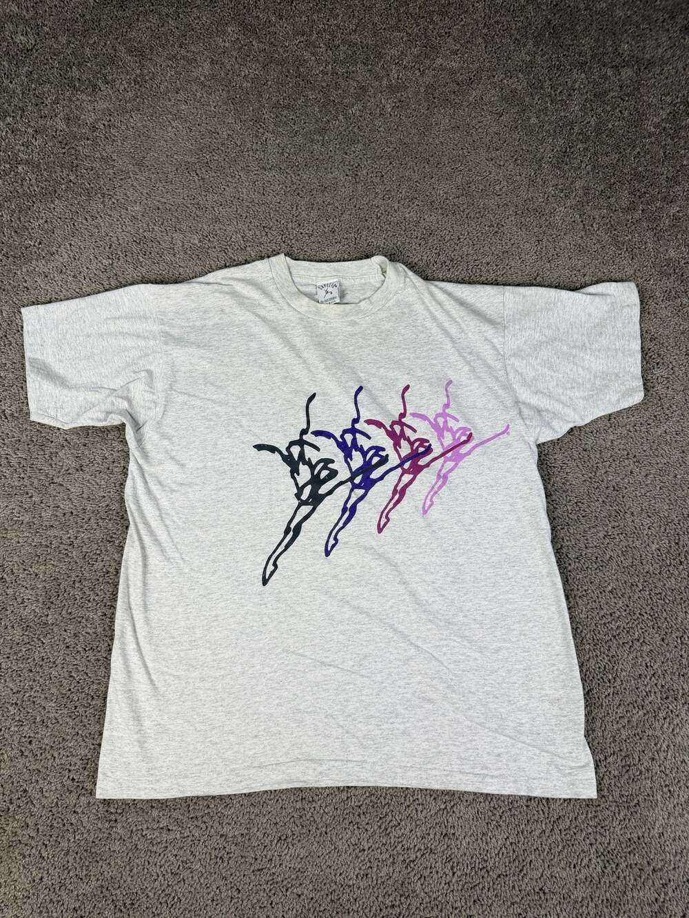 Vintage Capezio Shirt Mens L Gray Dance Graphic Crew Neck Made In USA Tee